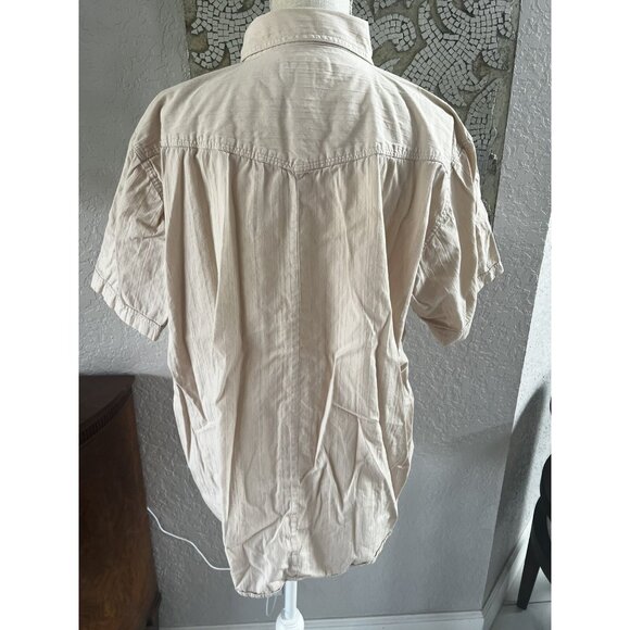 Blend Of America Mens XL Beige Short-Sleeve Button-Up Shirt With Pockets - Picture 4 of 8